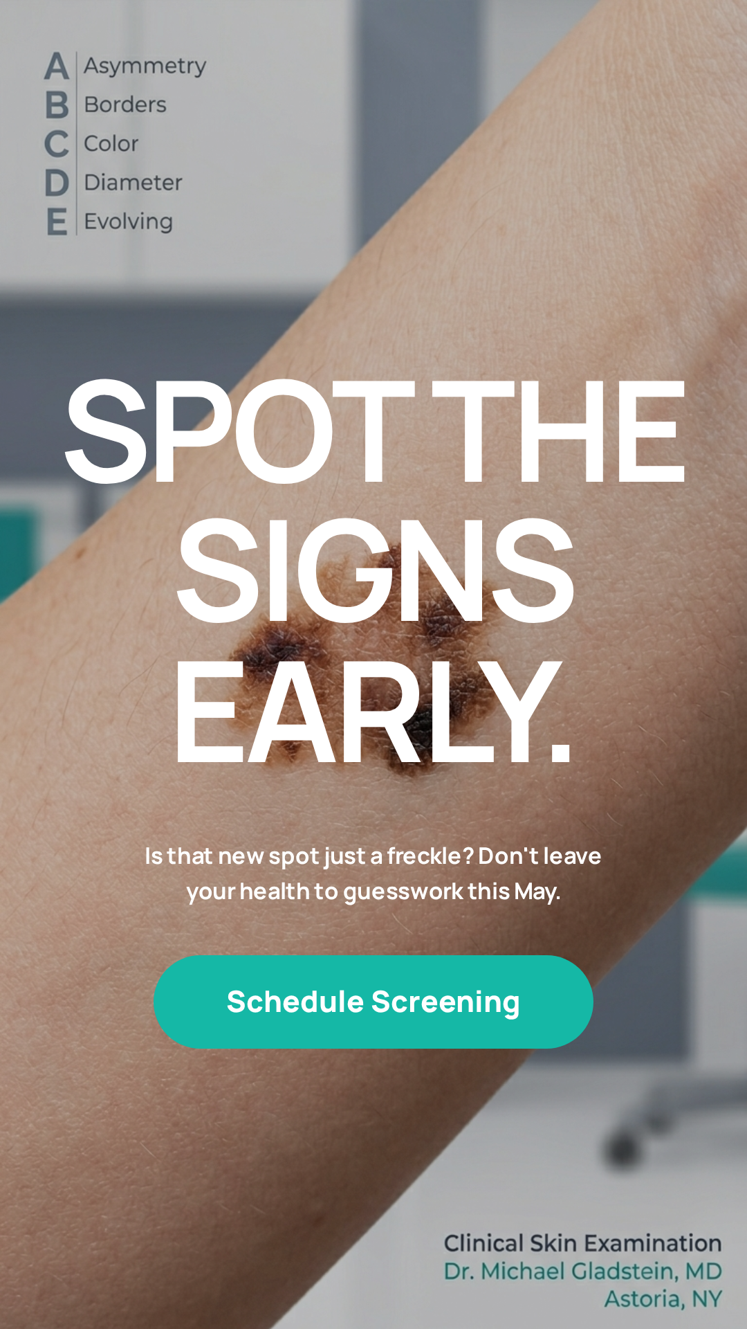 Early skin cancer screening awareness post by Dr. Michael Gladstein